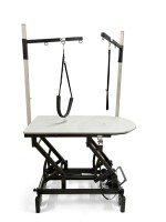 King Radius electrische trimtafel met wielhef en halfrond blad